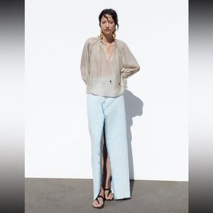 NWT Zara rustic ruffle sleeve blouse